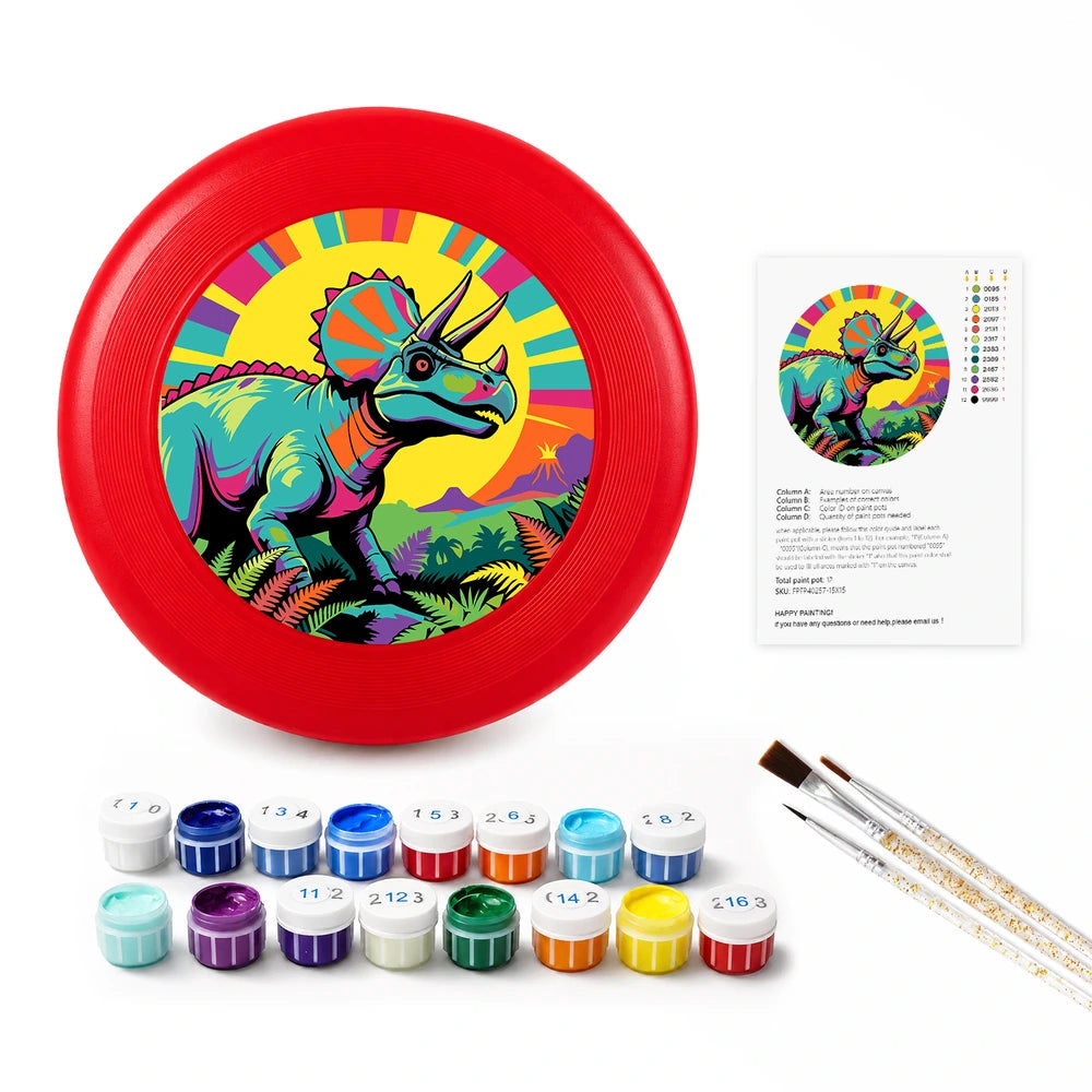
Paint by Numbers - Frisbee | Rainbow Triceratops