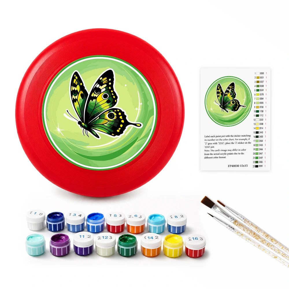 
Paint by Numbers - Frisbee | Spotted Butterfly in Green