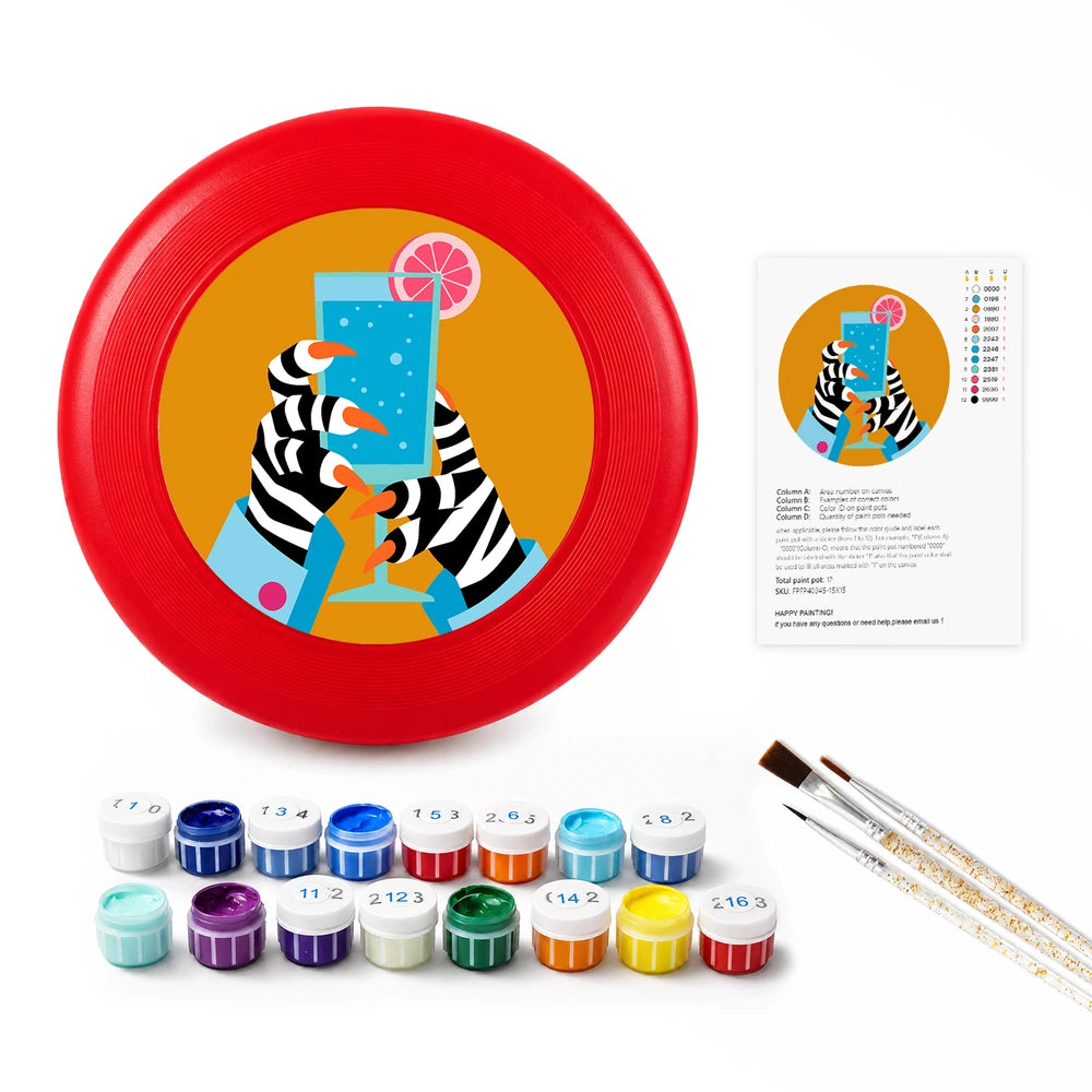 Paint by Numbers - Frisbee | Zebra with a Cocktail