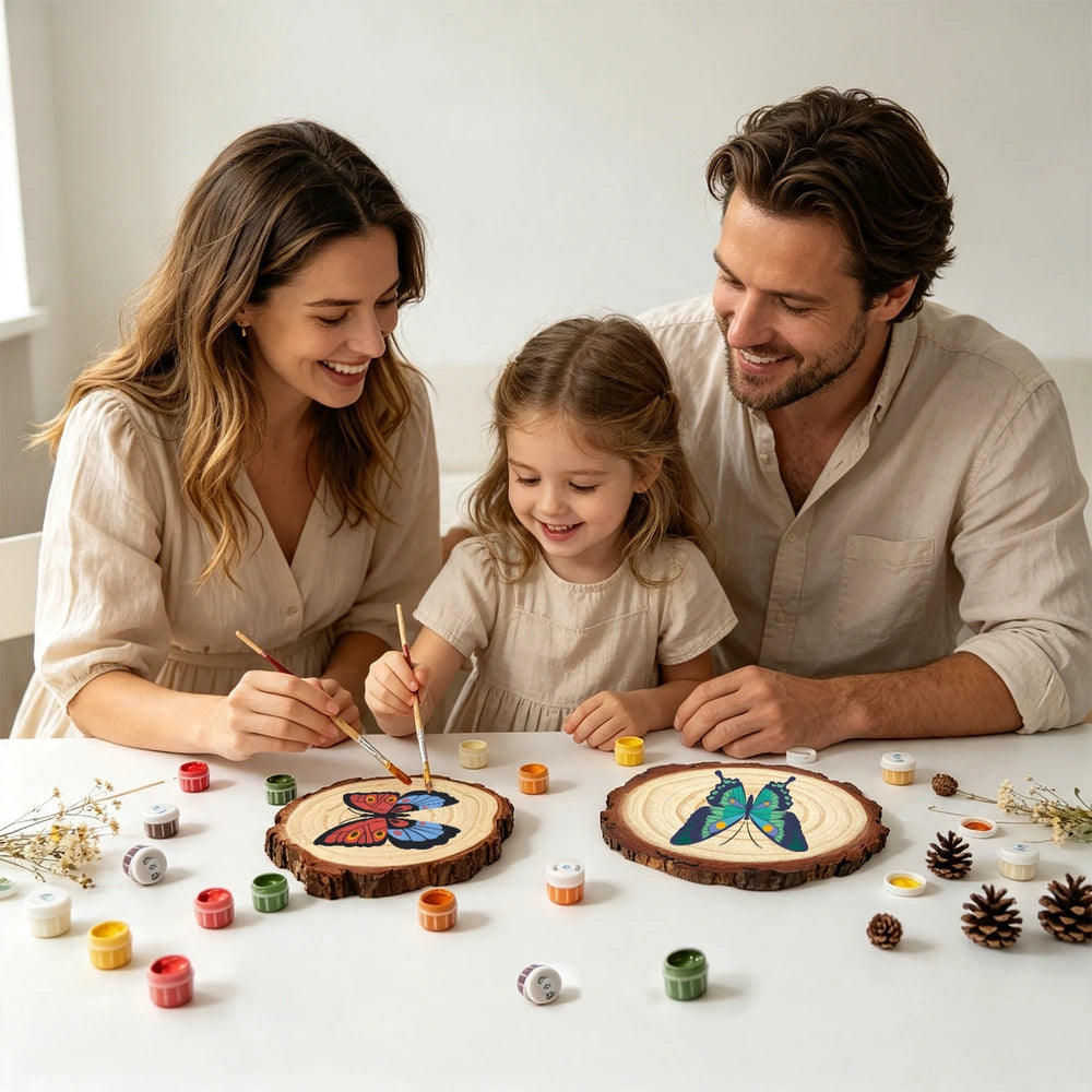 
Paint by Numbers - Wood Slice | Crimson Patch Butterfly