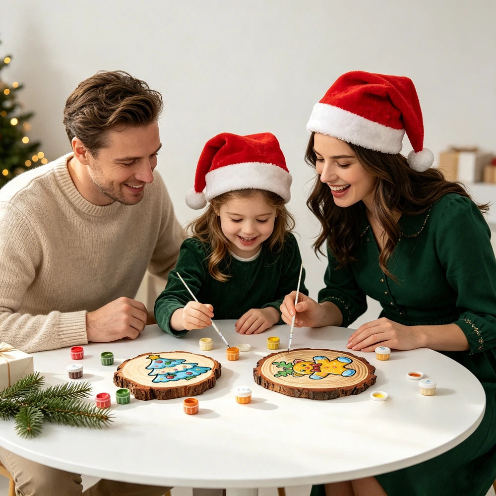 
Paint by Numbers - Wood Slice | Gingerbread Reindeer