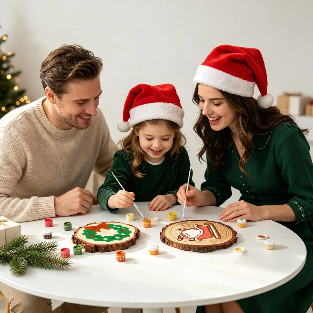
Paint by Numbers - Wood Slice | Santa Sleigh Cookie