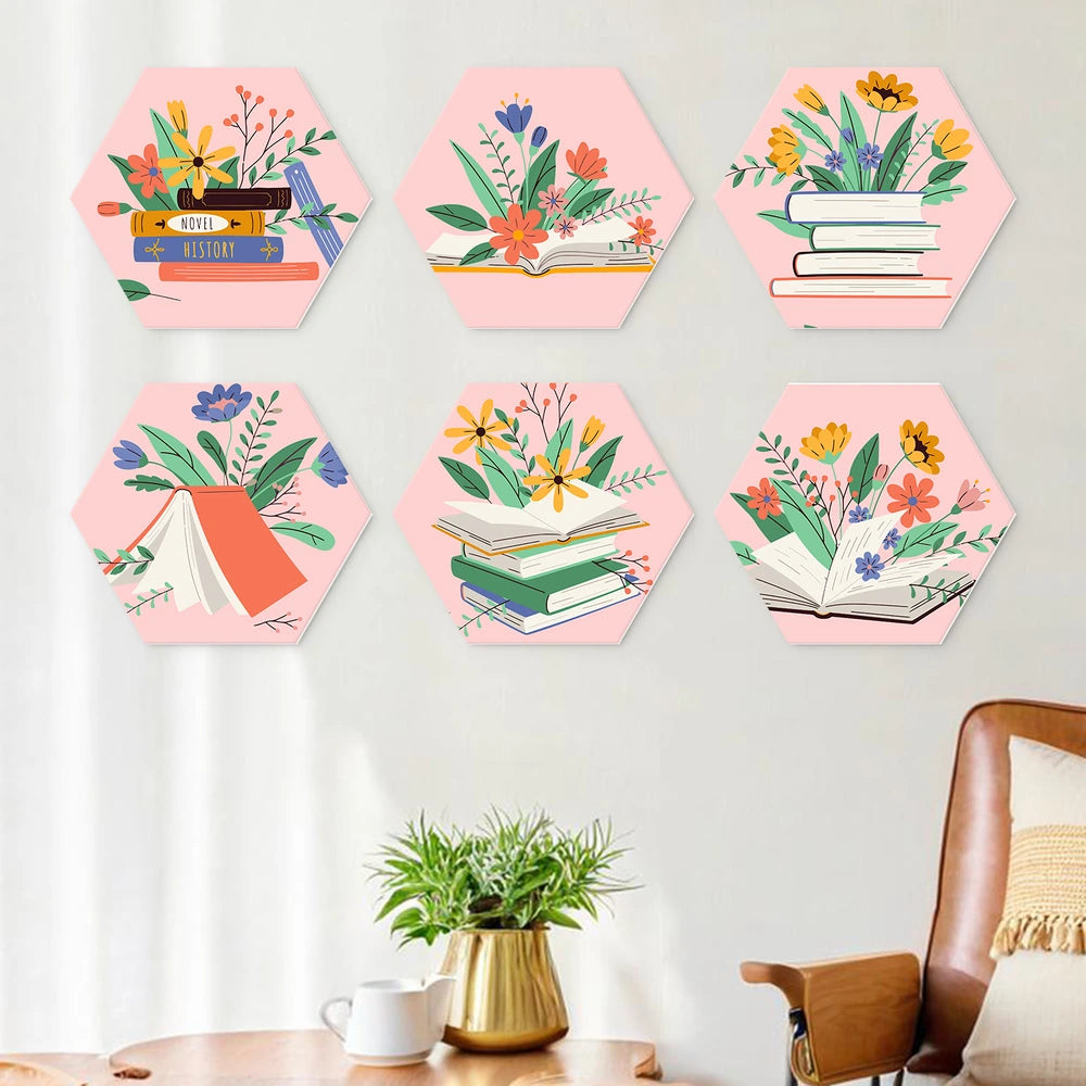 Paint by Numbers – 6 Mini Paintings | Books and Flowers Hexagons (Hexagon)