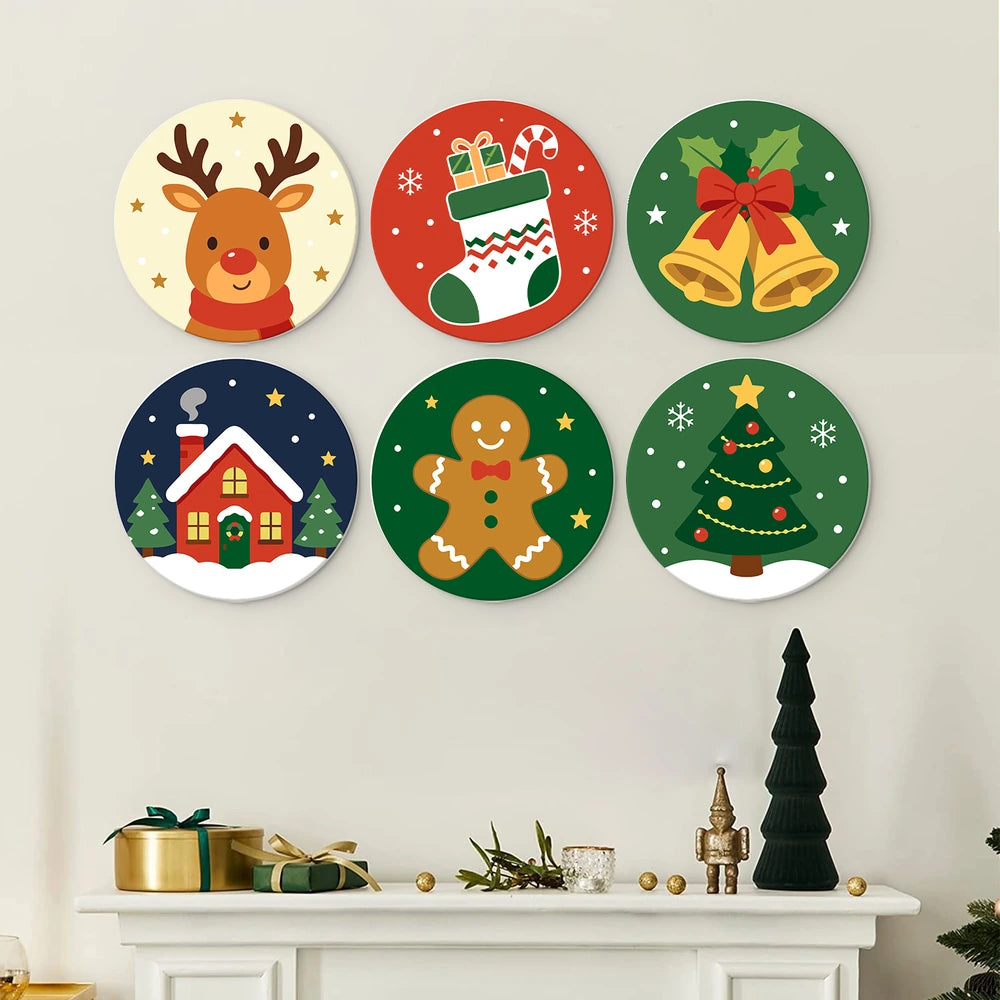 Paint by Numbers – 6 Mini Paintings | Classic Christmas Rounds (Round)