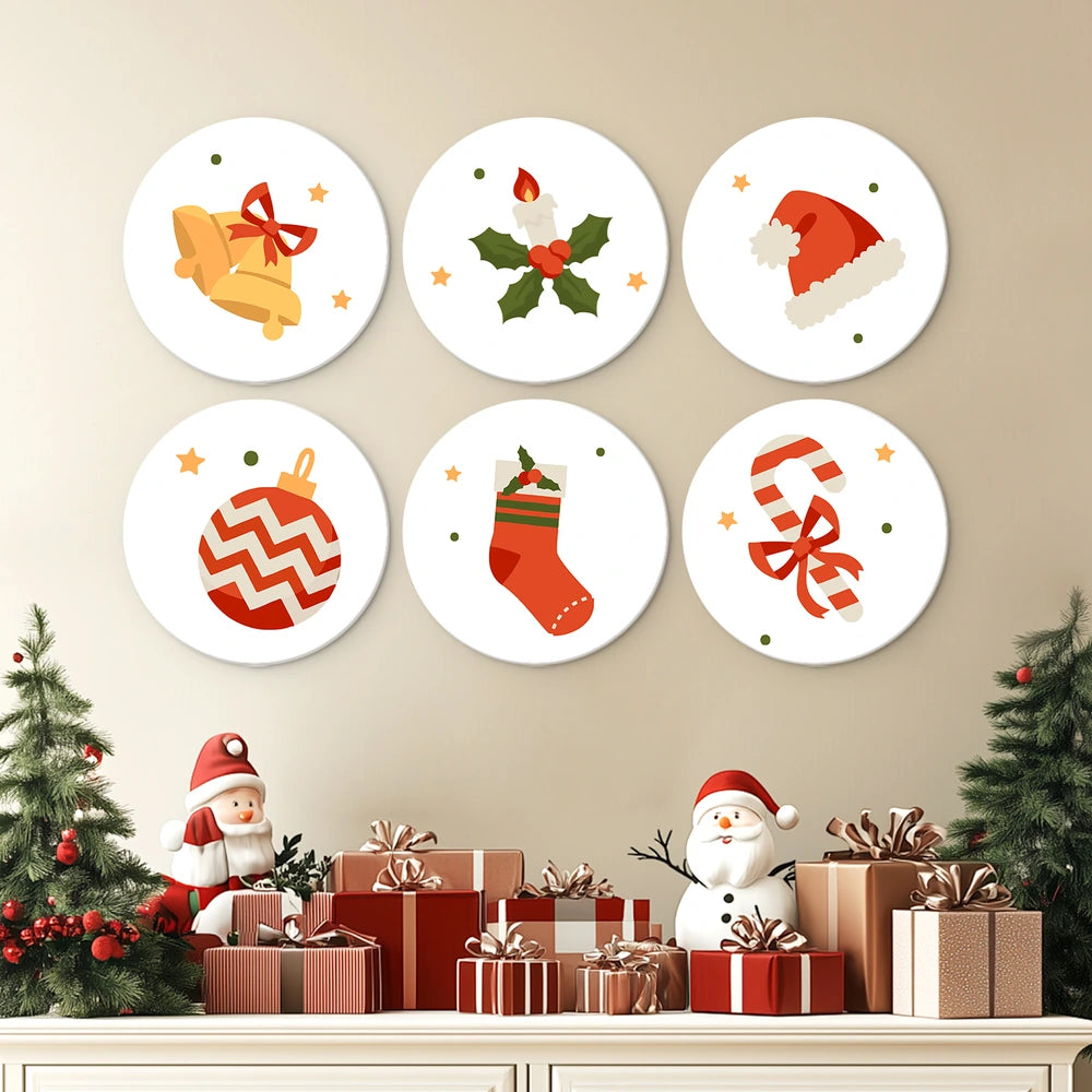 Paint by Numbers – 6 Mini Paintings | Classic Christmas Symbols (Round)