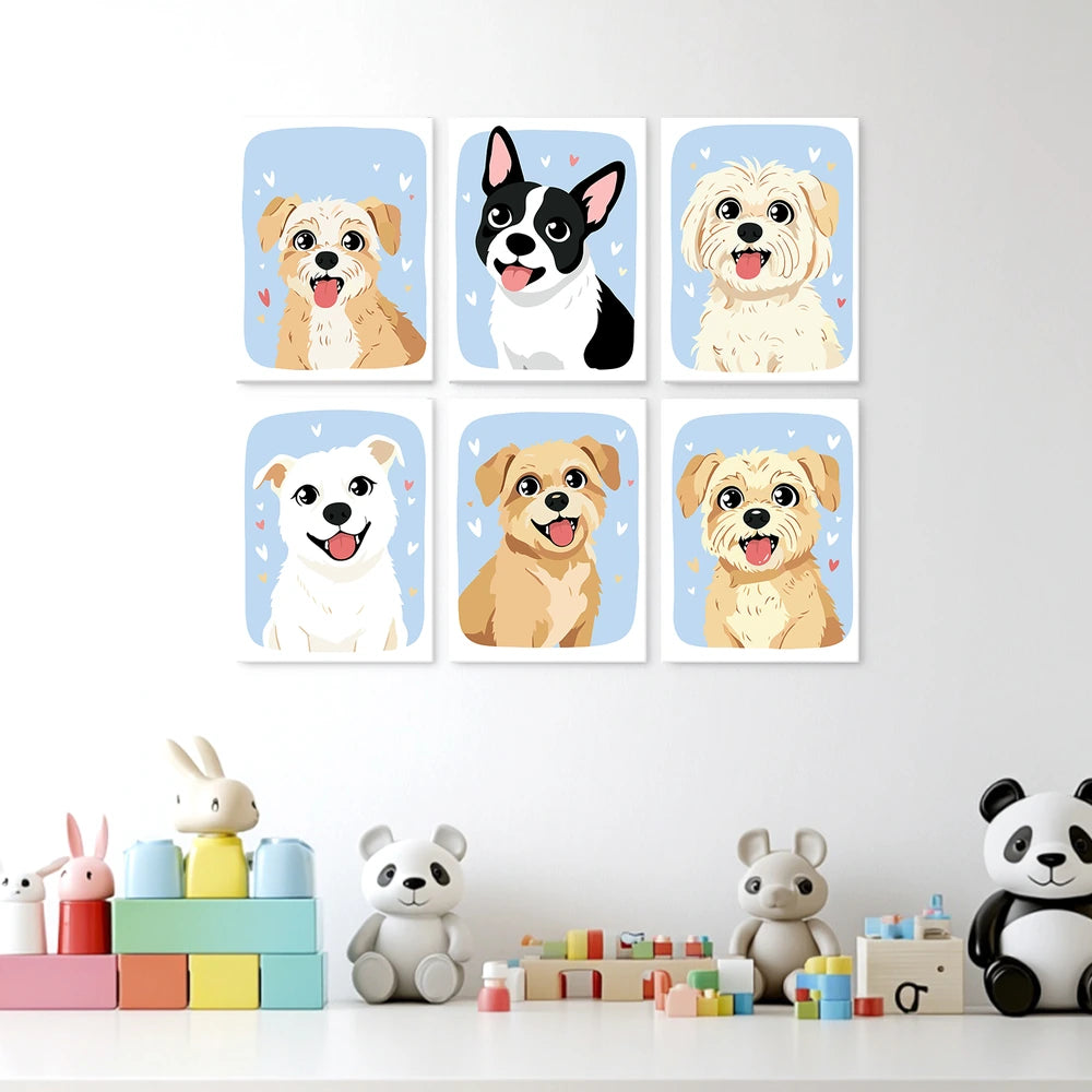 Paint by Numbers – 6 Mini Paintings | Happy Puppy Portraits