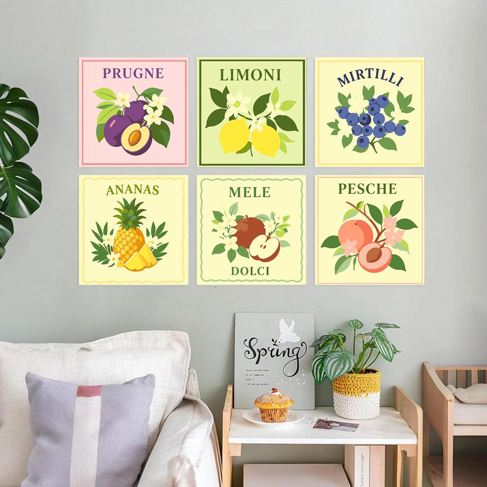 
Paint by Numbers – 6 Mini Paintings | Italian Fruit Labels (Square)