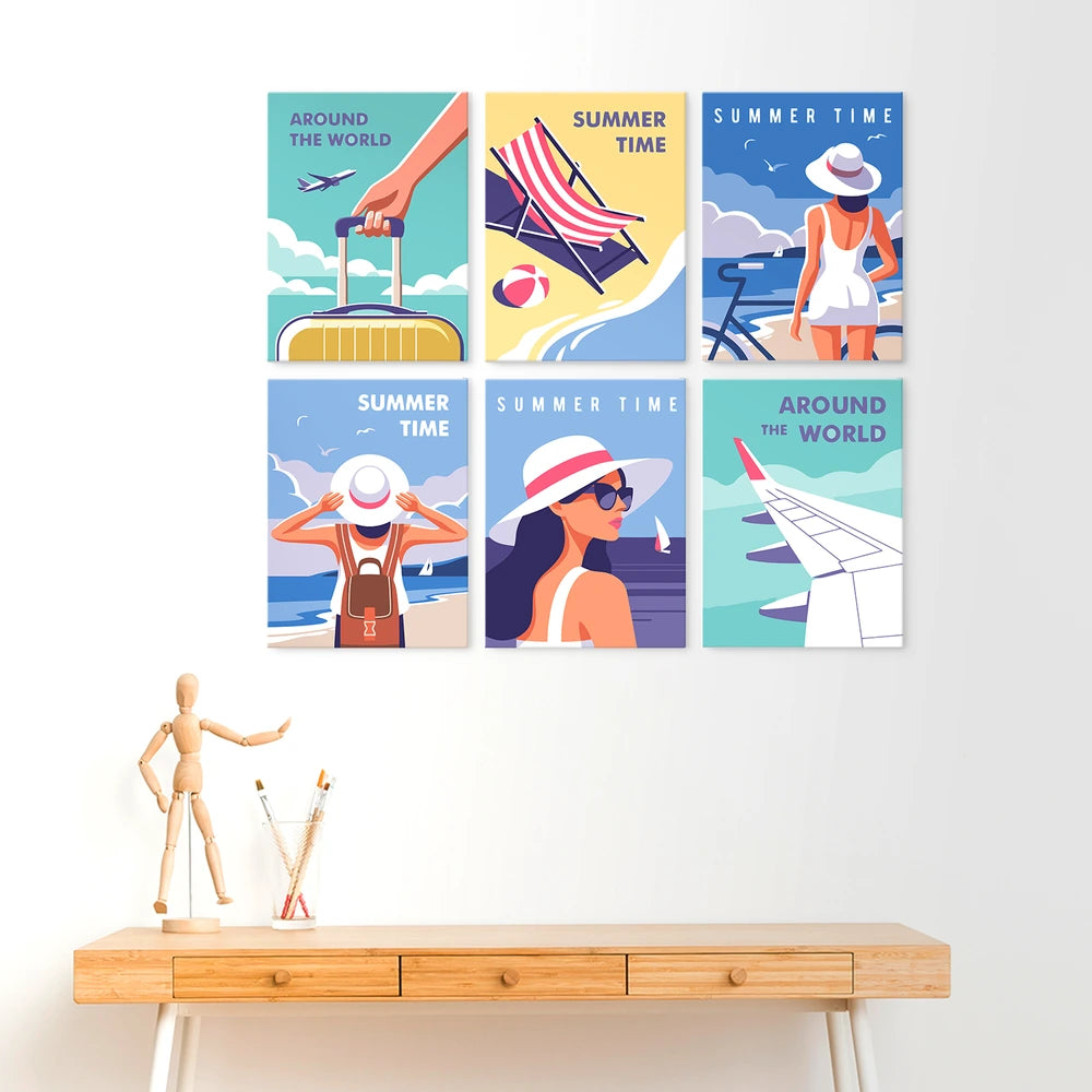 
Paint by Numbers – 6 Mini Paintings | Summer Time Travel Posters