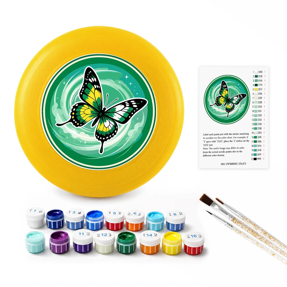 
Paint by Numbers - Frisbee | Butterfly on Green Swirl