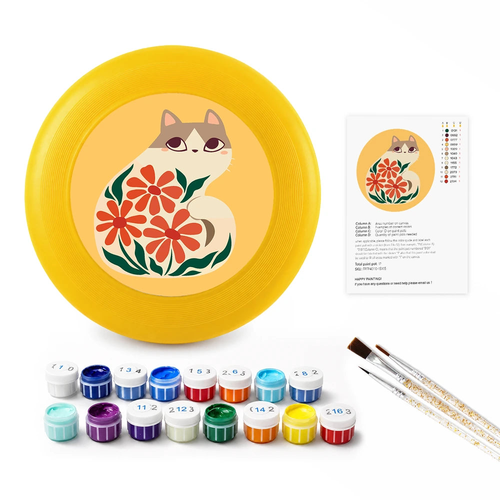 Paint by Numbers - Frisbee | Cat with Orange Blooms