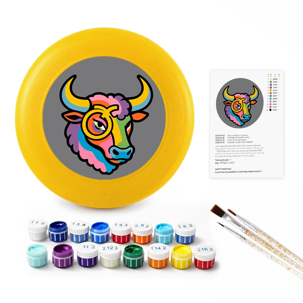
Paint by Numbers - Frisbee | Colorful Bull Head
