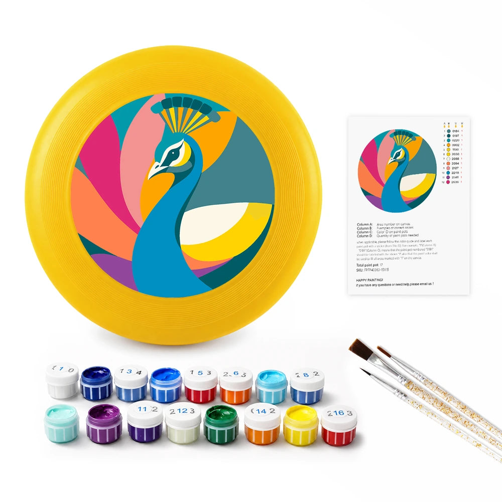 
Paint by Numbers - Frisbee | Colorful Peacock