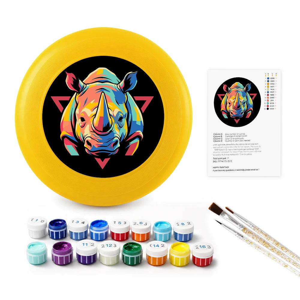
Paint by Numbers - Frisbee | Colorful Rhino Emblem