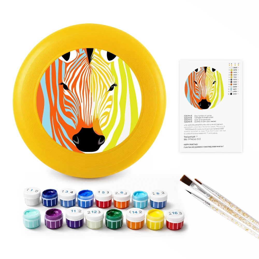 Paint by Numbers - Frisbee | Colorful Zebra Face