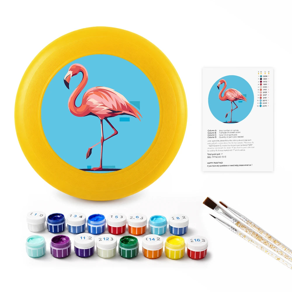 
Paint by Numbers - Frisbee | Flamingo on Blue