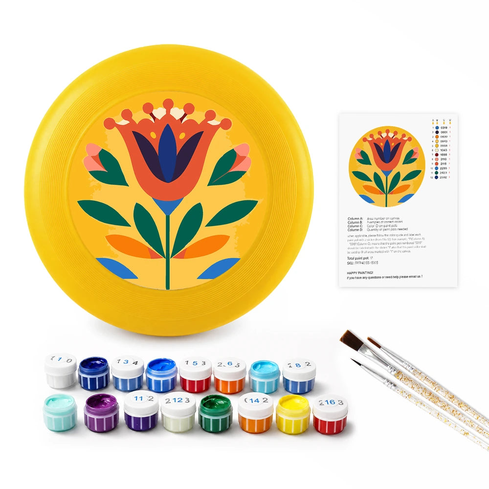 
Paint by Numbers - Frisbee | Folk Tulip in Yellow