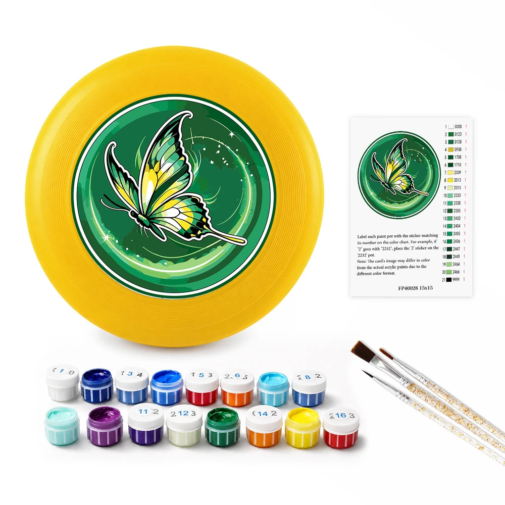 
Paint by Numbers - Frisbee | Golden Butterfly on Green