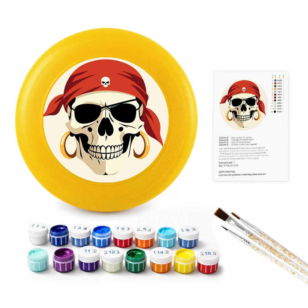 
Paint by Numbers - Frisbee | Pirate Skull in Red