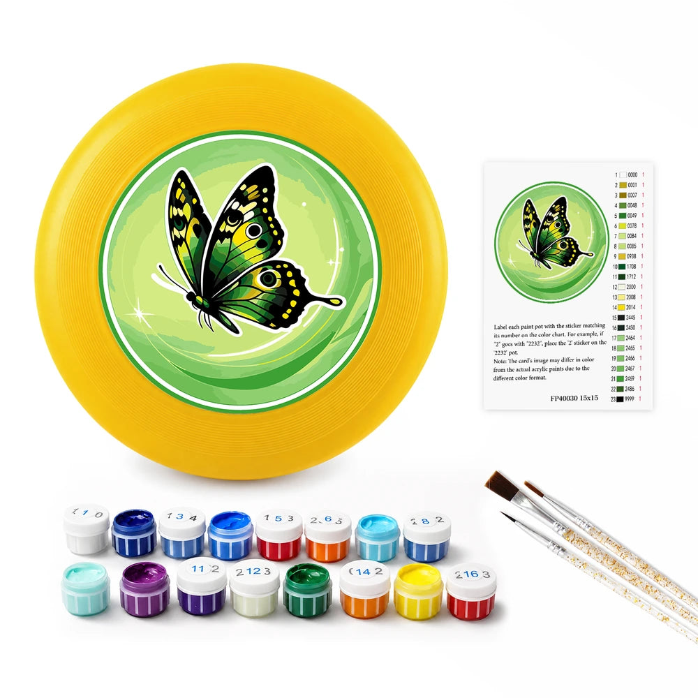 
Paint by Numbers - Frisbee | Spotted Butterfly in Green
