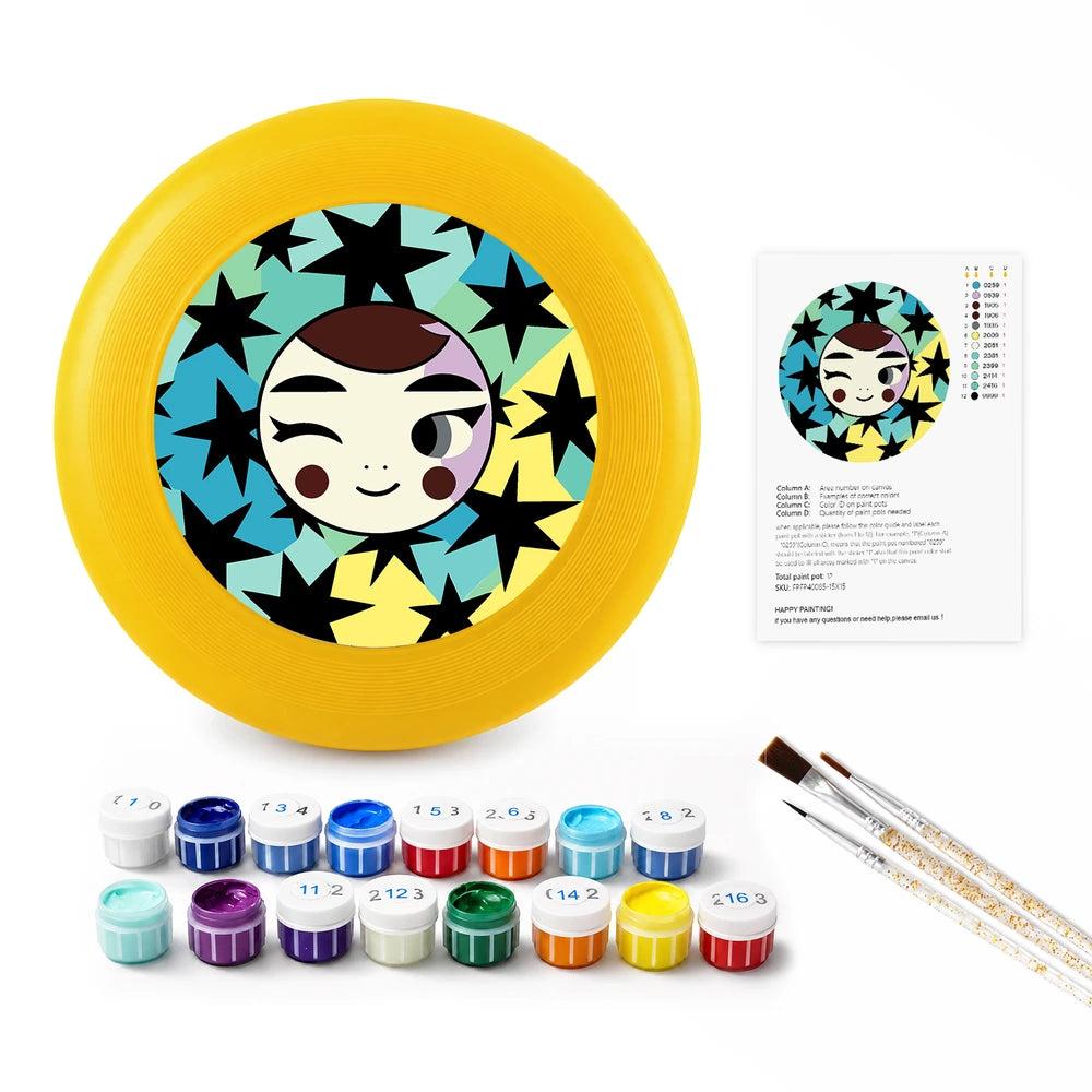 
Paint by Numbers - Frisbee | Winking Girl with Stars