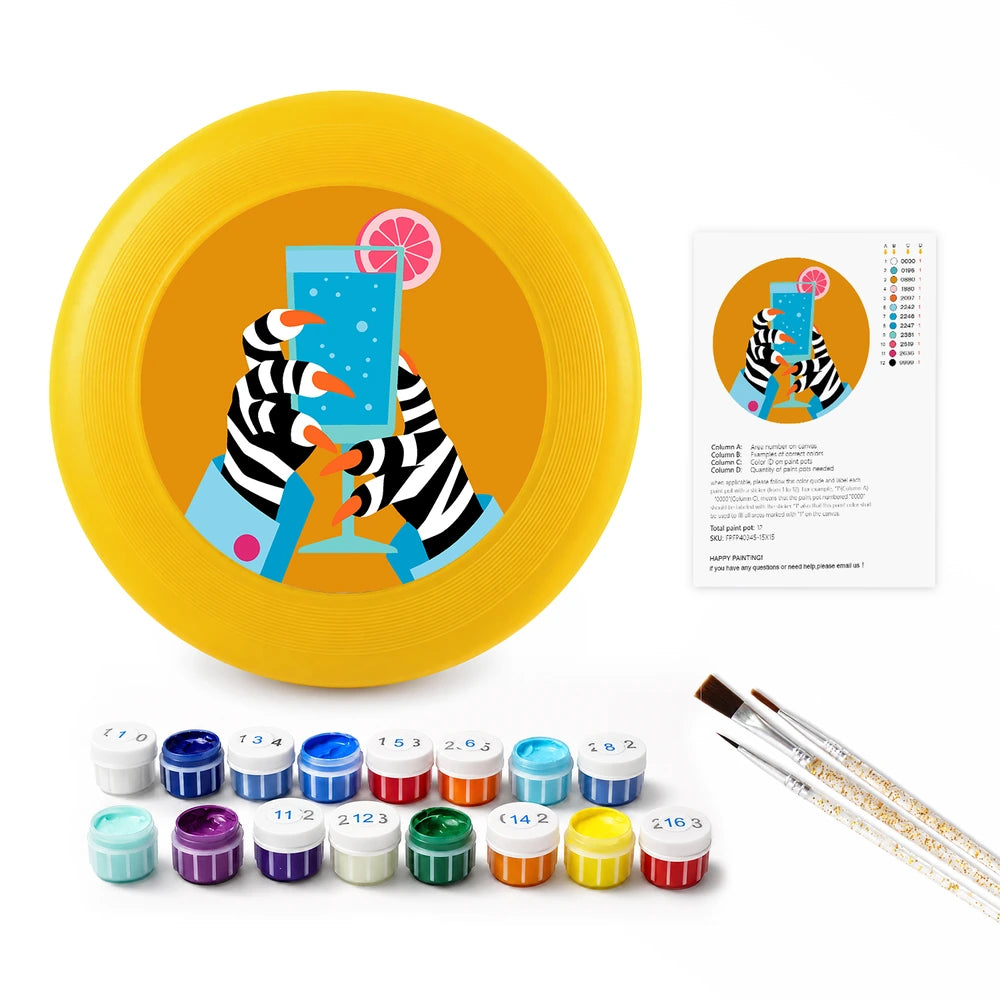 Paint by Numbers - Frisbee | Zebra with a Cocktail