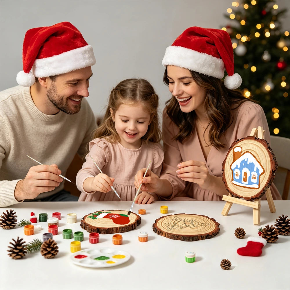 
Paint by Numbers - Wood Slice | Blue Gingerbread House