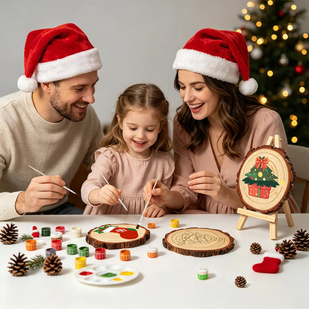 
Paint by Numbers - Wood Slice | Christmas Tree with Presents