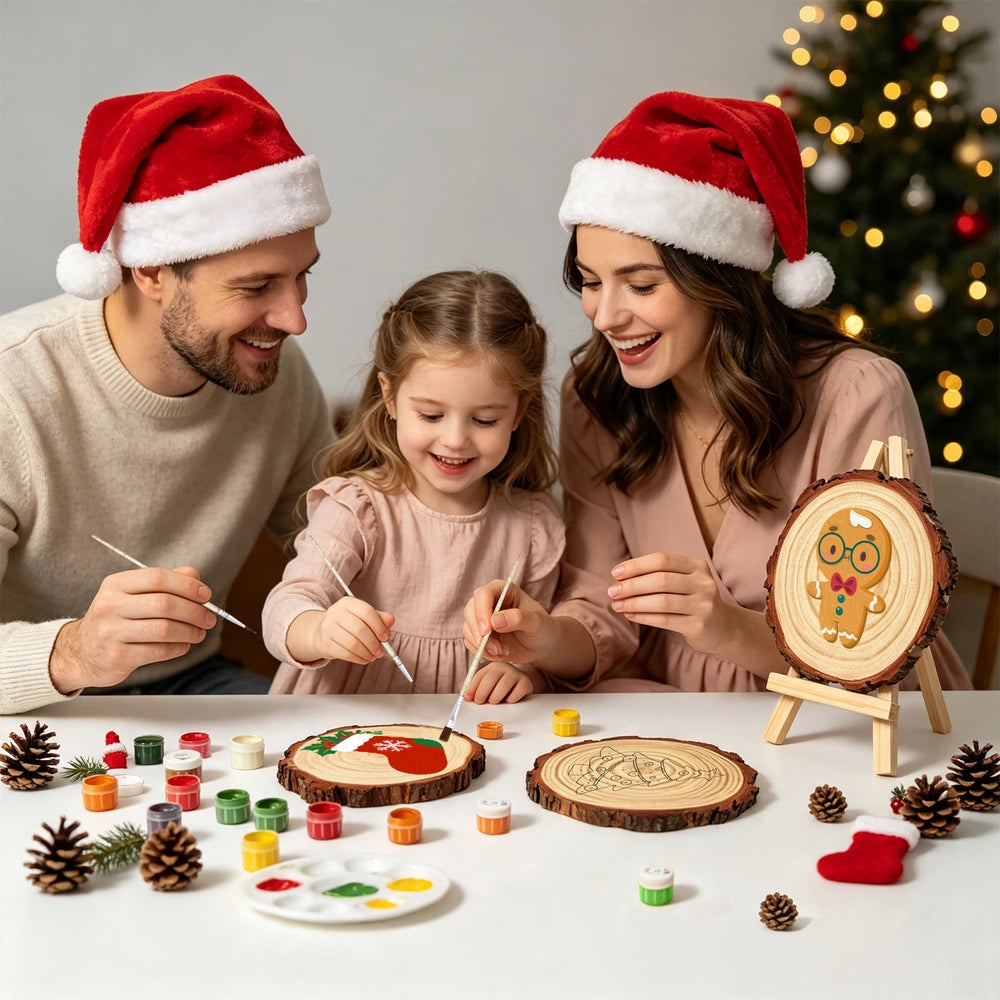 Paint by Numbers - Wood Slice | Gingerbread Man with Glasses