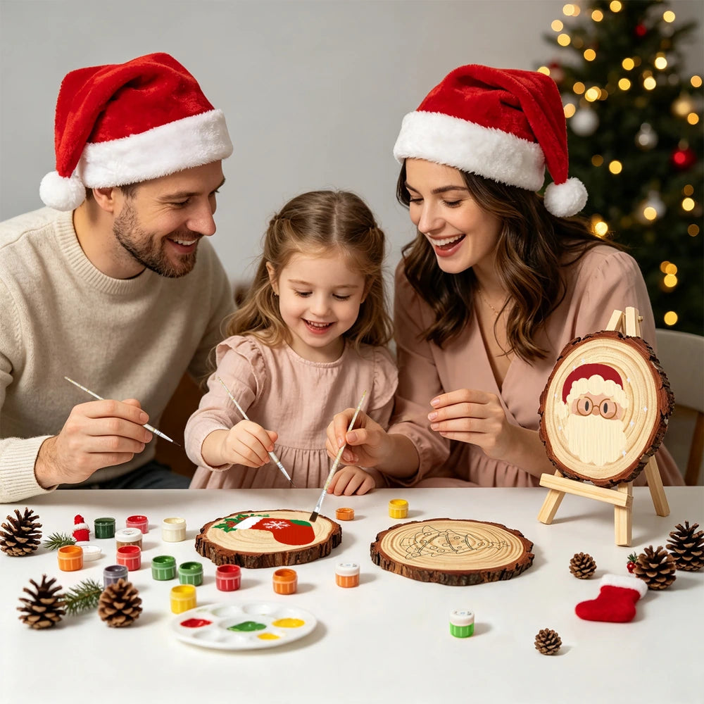 Paint by Numbers - Wood Slice | Santa with Round Glasses