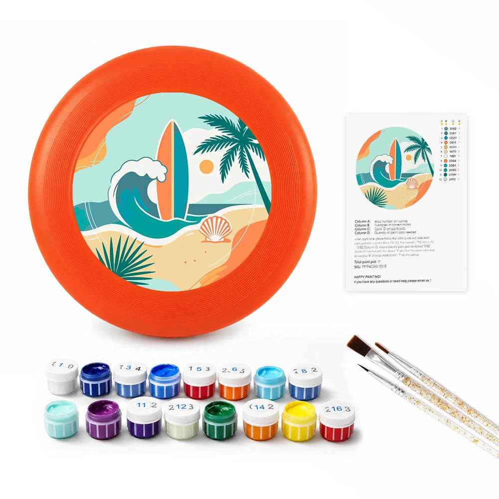 
Paint by Numbers - Frisbee | Beach with a Surfboard