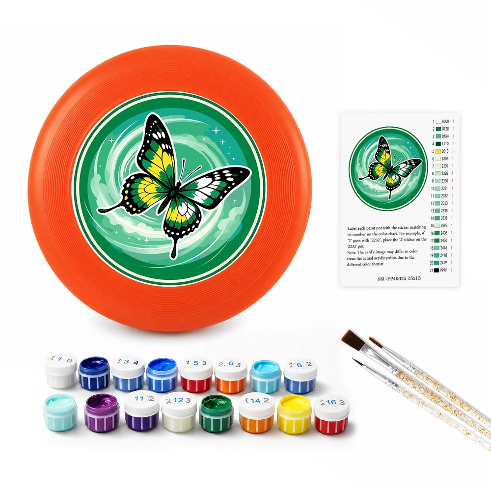 
Paint by Numbers - Frisbee | Butterfly on Green Swirl