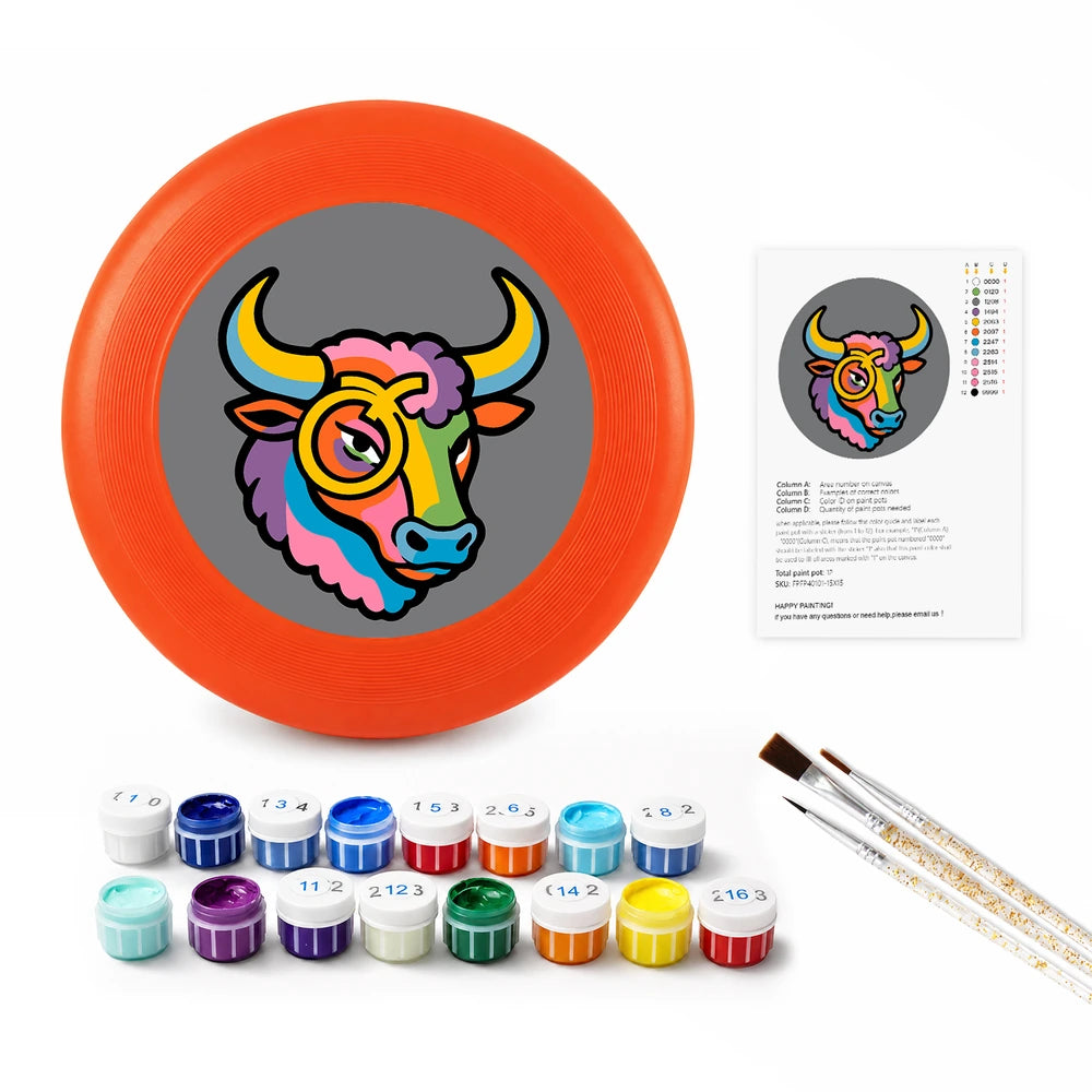 
Paint by Numbers - Frisbee | Colorful Bull Head