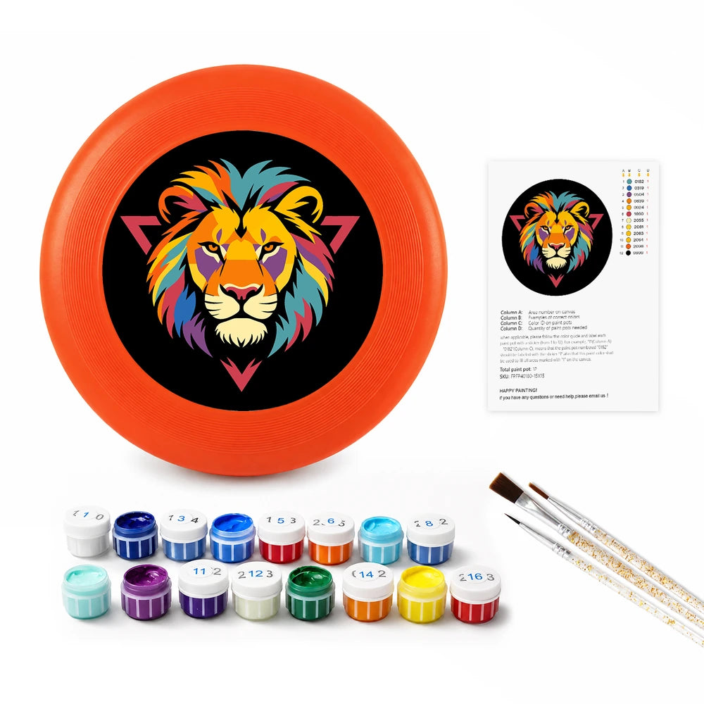 
Paint by Numbers - Frisbee | Colorful Lion Emblem
