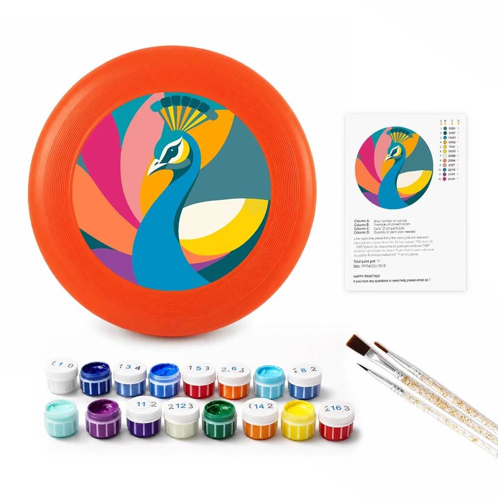 
Paint by Numbers - Frisbee | Colorful Peacock
