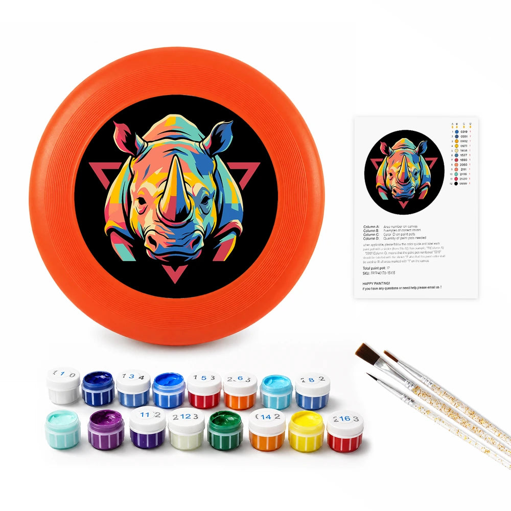 
Paint by Numbers - Frisbee | Colorful Rhino Emblem