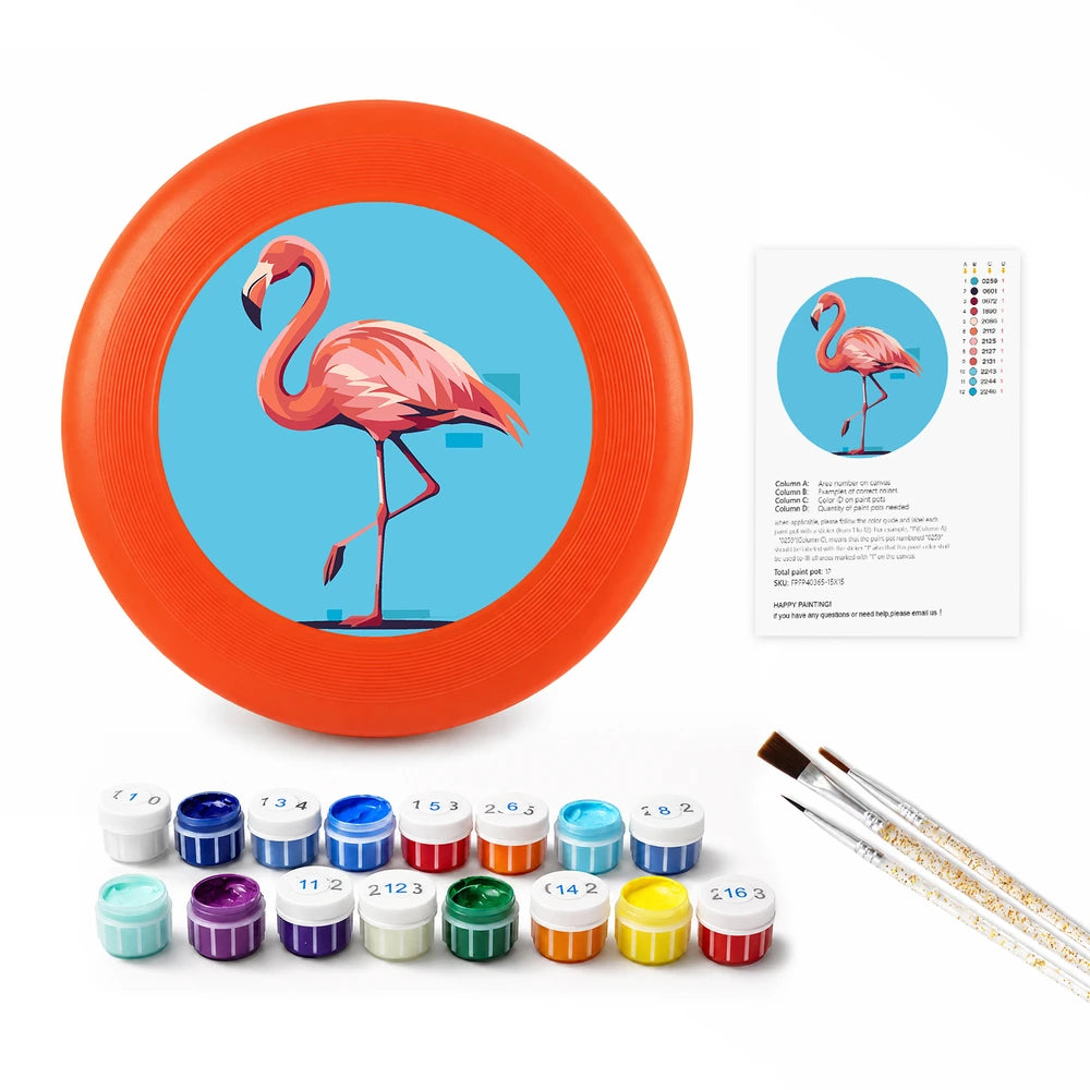 
Paint by Numbers - Frisbee | Flamingo on Blue