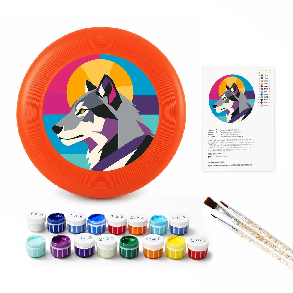 
Paint by Numbers - Frisbee | Geometric Wolf Head