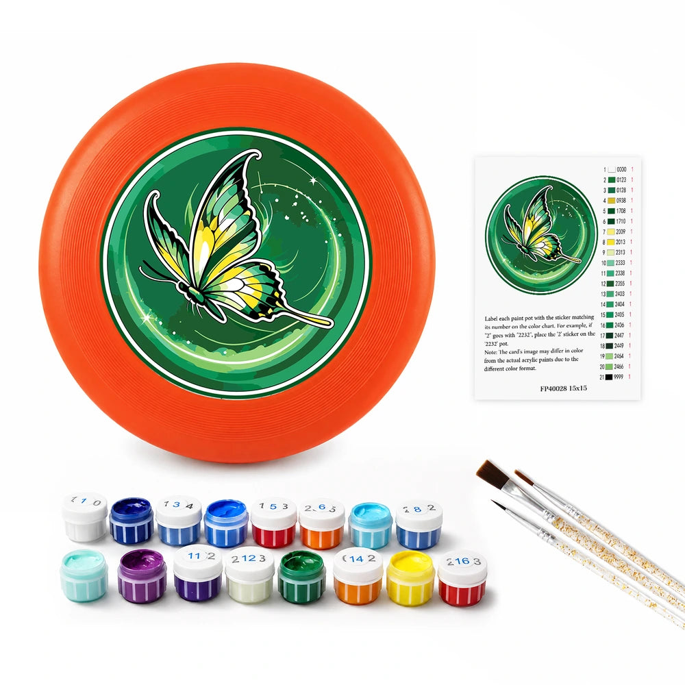 
Paint by Numbers - Frisbee | Golden Butterfly on Green