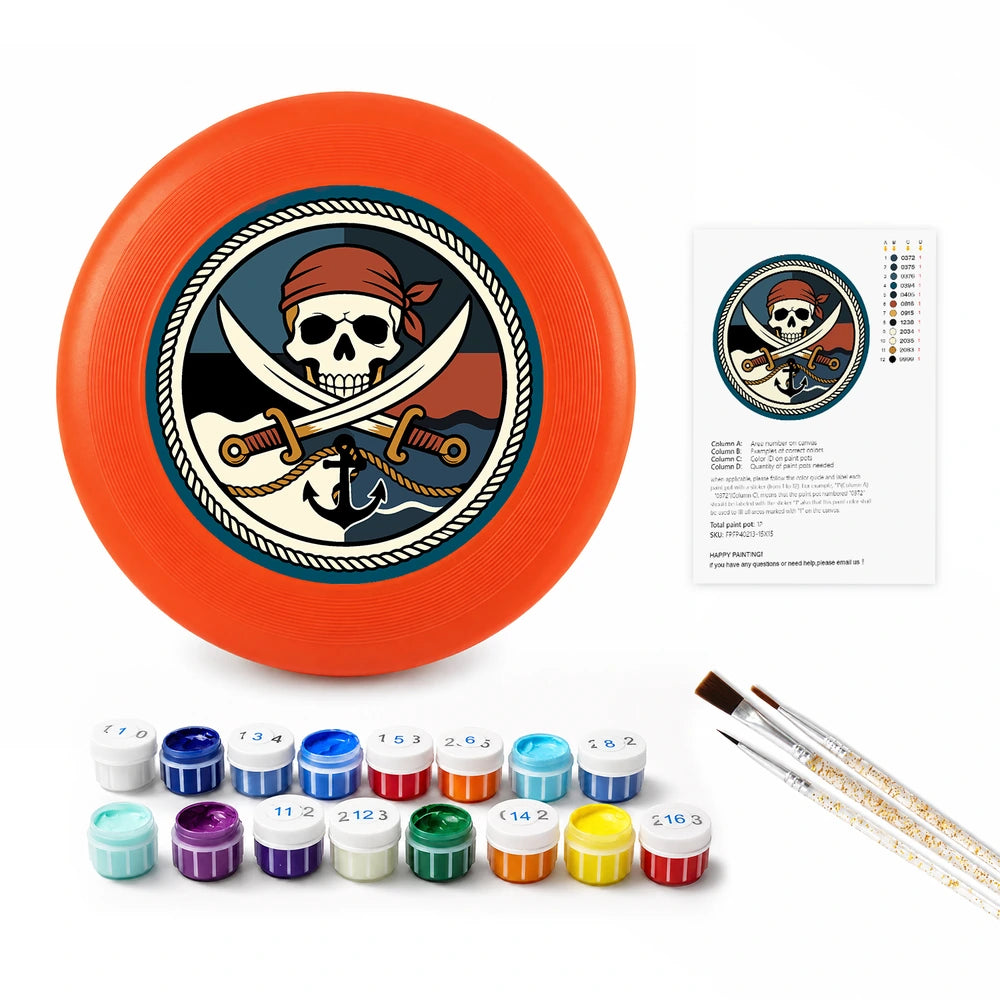 
Paint by Numbers - Frisbee | Pirate Skull and Swords