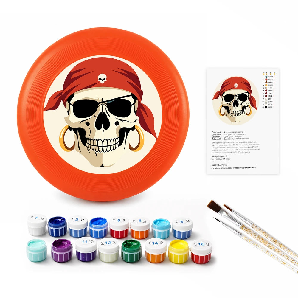 Paint by Numbers - Frisbee | Pirate Skull in Red