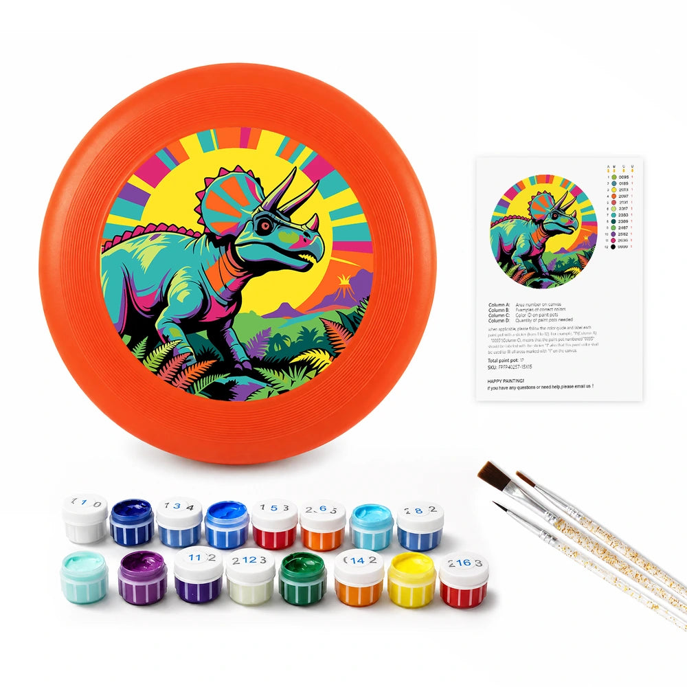 
Paint by Numbers - Frisbee | Rainbow Triceratops