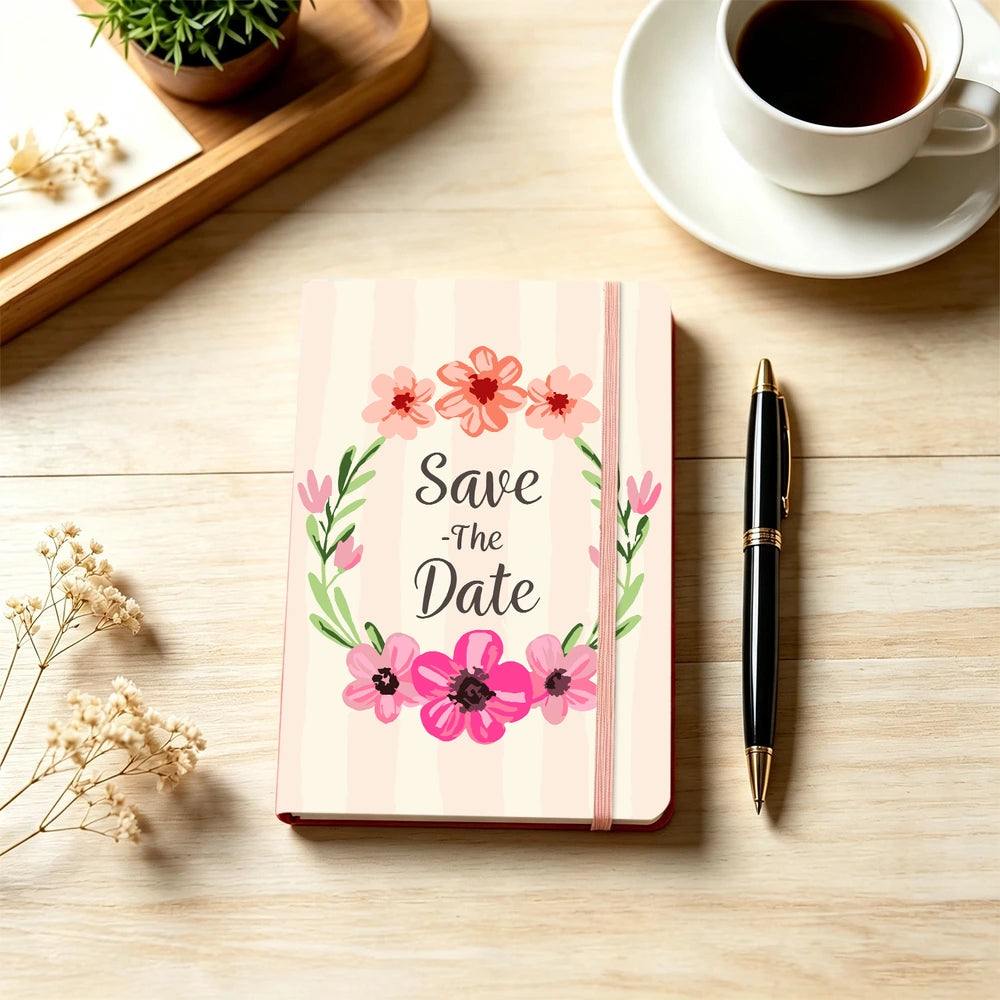 
Paint by Numbers Hardcover Journal Notebook - Save the Date Floral Wreath