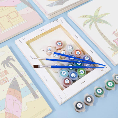 Paint by Numbers – 6 Mini Paintings | Retro Summer Holiday Set