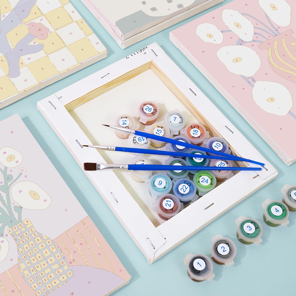 
Paint by Numbers – 6 Mini Paintings | Modern Floral Pop Art Set
