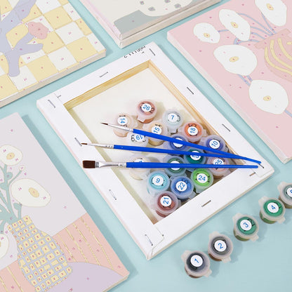 Paint by Numbers – 6 Mini Paintings | Modern Floral Pop Art Set
