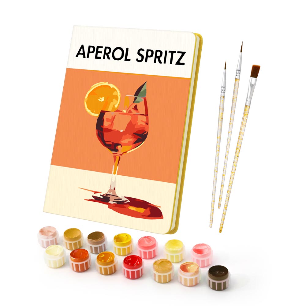 Paint by Numbers Hardcover Journal Notebook - Aperol Spritz Cocktail