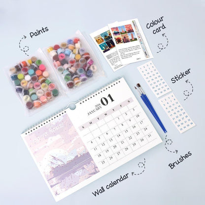 Paint by Numbers - 2026 Wall Calendar - World Landmarks Edition