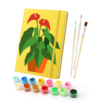 Paint by Numbers Hardcover Journal Notebook - Succulent Potted Plant