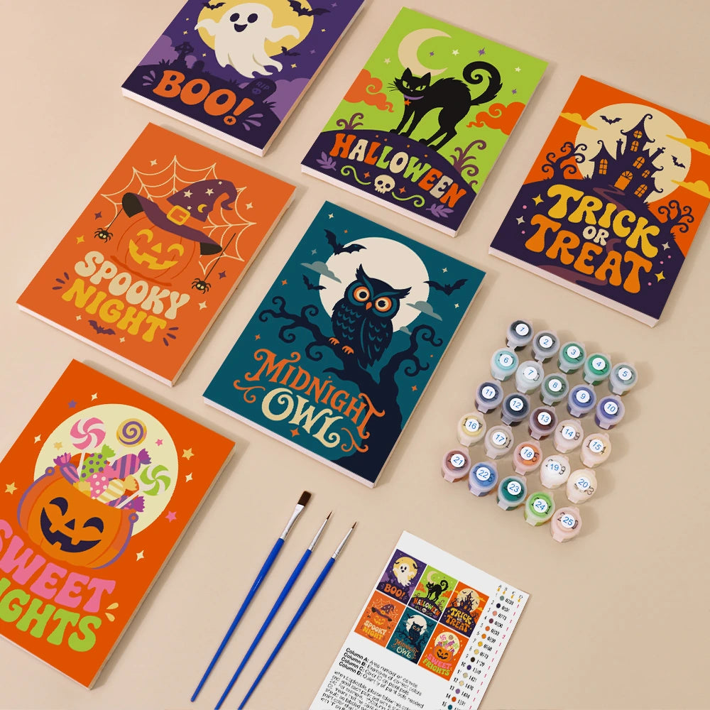 Paint by Numbers – 6 Mini Paintings | Boo and Sweet Frights Lettering Set