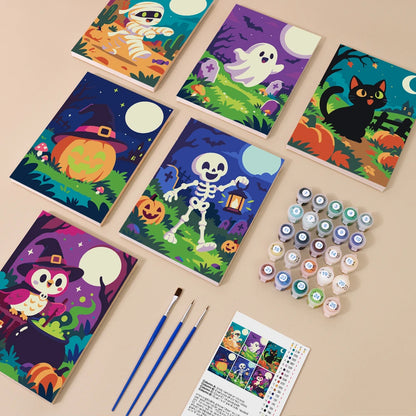 Paint by Numbers – 6 Mini Paintings | Colorful Graveyard Friends Set